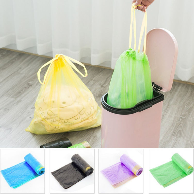 Yellow String Colored Trash Bags , Can Liners Trash Bags Custom